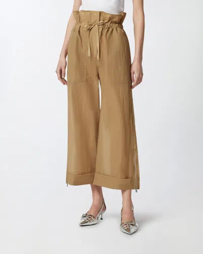 Pinko Jupe-culotte Large En Tissu Léger In Light Brown