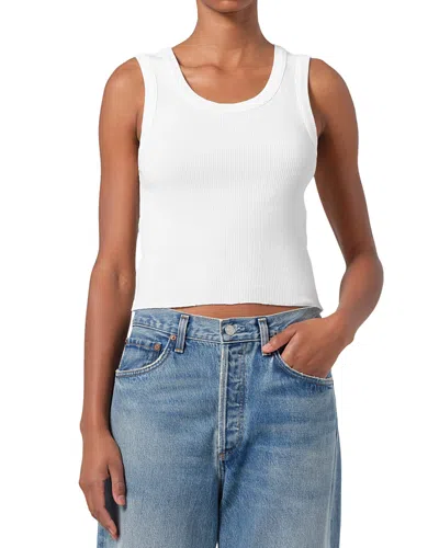 Agolde Poppy Cotton-blend Cropped Tank Top In White