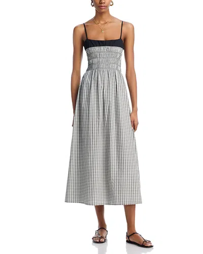 Rails Primrose Black Trim Neckline Midi Dress In Jet Gingham In Ivory Jet