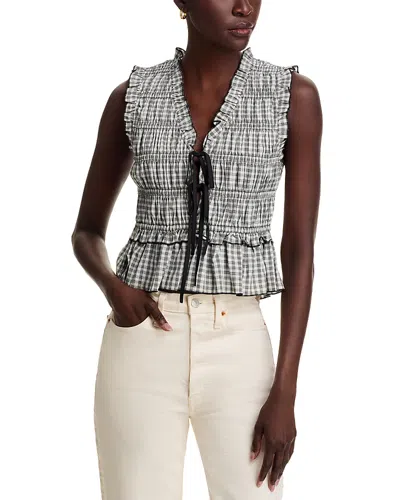 Rails Womens Ivory Jet Gingham Martine Checked Cotton-blend Poplin Top In Ivory Jet