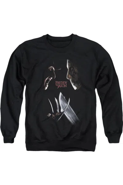Gildan Freddy Vs Jason Face Off Adult Crewneck Sweatshirt In Black