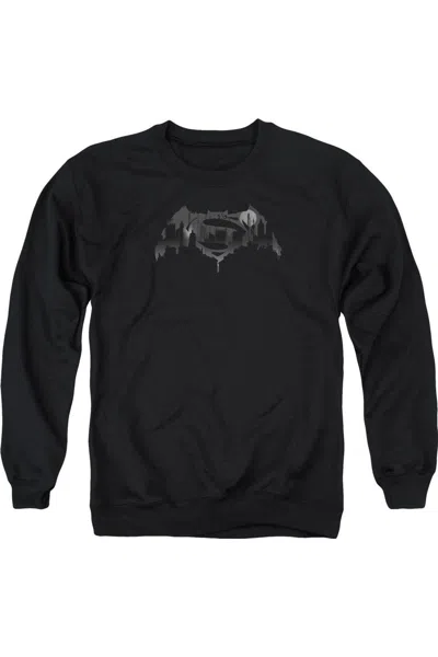 Gildan Batman V Superman Cityscape Logo Adult Crewneck Sweatshirt In Black