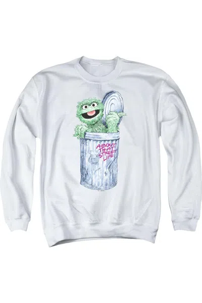 Gildan Sesame Street About That Street Life Adult Crewneck Sweatshirt In White