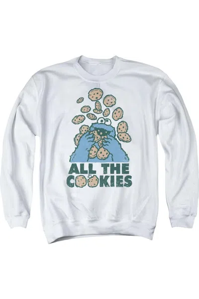 Gildan Sesame Street All The Cookies Adult Crewneck Sweatshirt In White
