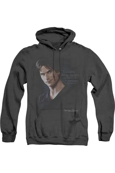 Gildan Vampire Diaries Sometimes Adult Heather Hoodie / Hooded Sweatshirt In Black
