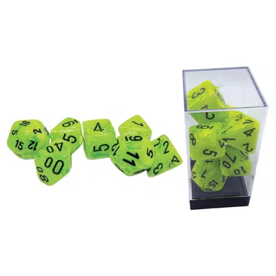 Chessex Mega Hedrals Vortex Dice Bags Bright Green & Black - Set Of 7