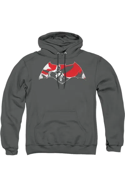 Gildan Batman V Superman Armor Splatter Logo Adult Pull Over Hoodie / Hooded Sweatshirt In Pink