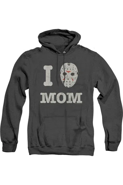 Gildan Friday The 13th Mommas Boy Adult Heather Hoodie / Hooded Sweatshirt In Black