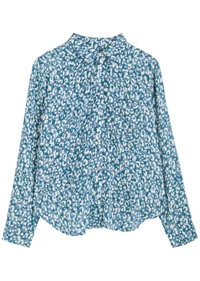 Rails Josephine Leopard-print Shirt In Blue