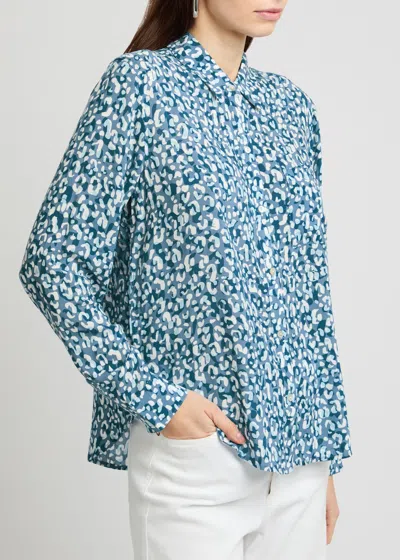 Rails Josephine Leopard-print Shirt In Blue