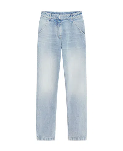 Givenchy Mixed Denim Oversized Jeans In Pale Blue
