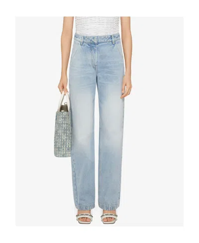 Givenchy Mixed Denim Oversized Jeans In Pale Blue