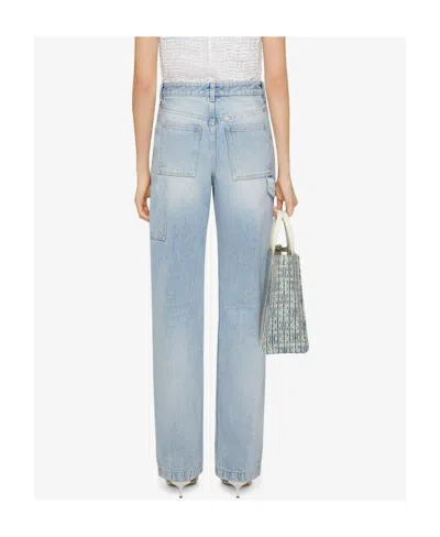 Givenchy Mixed Denim Oversized Jeans In Pale Blue