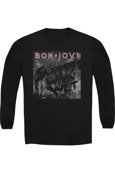 Gildan Bon Jovi Slippery Cover Adult Crewneck Sweatshirt In Black