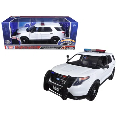 Motormax Toy 1-18 2015 Ford Police Interceptor Utility Diecast Model Car With Front & Rear Lights & 2 Sounds - Wh