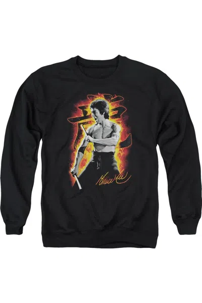 Gildan Bruce Lee Dragon Fire Adult Crewneck Sweatshirt In Black