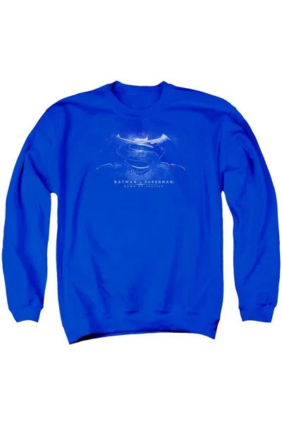 Gildan Batman V Superman Bw Logo Adult Crewneck Sweatshirt In Blue