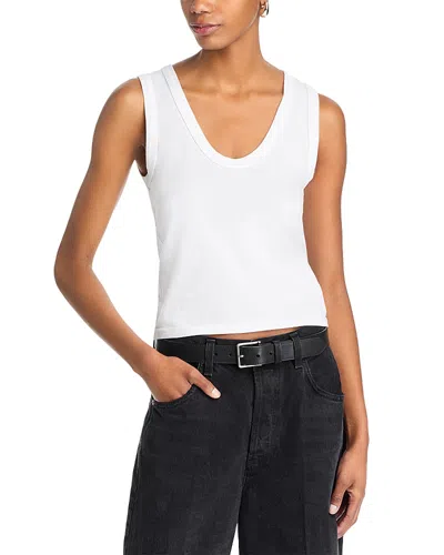 Perfectwhitetee Daisy Cropped Cotton Ribbed Layer Tank White