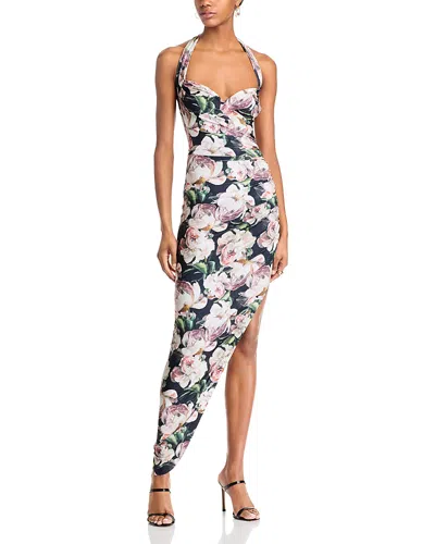 Norma Kamali Cayla Side Draped Gown In Peony