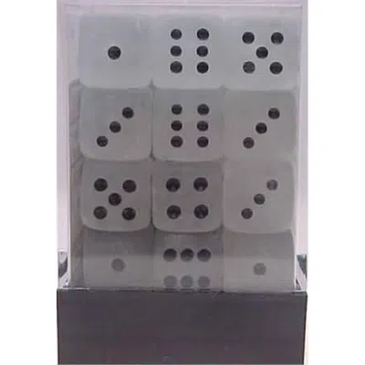 Chessex Manufacturing 27801 12 Mm Frosted Clear With Black Numbering D6 Dice Set Of 36
