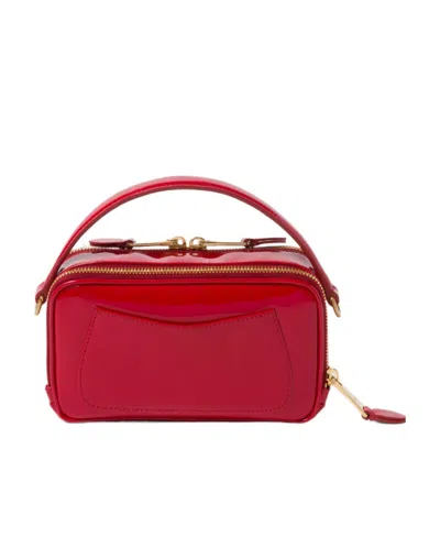 Miu Miu Logo Zipper Shoulder Bag In Red