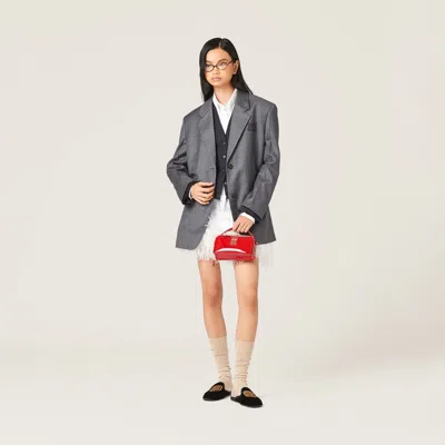 Miu Miu Logo Zipper Shoulder Bag In Red