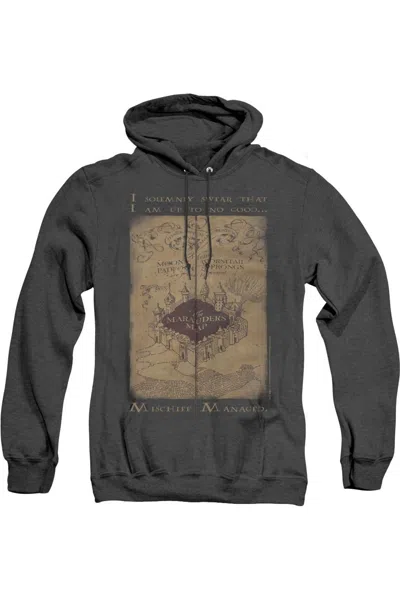 Gildan Harry Potter Marauders Map Words Adult Heather Hoodie / Hooded Sweatshirt In Black