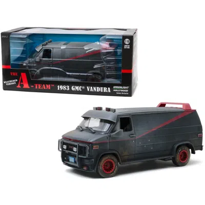 Greenlight 1983 Gmc Vandura Black Weathered Version With Bullet Holes The A-team 1983-1987 Tv Series 1 By 18 Di