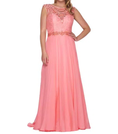 Mac Duggal Chiffon A-line Gown - Plus In Coral In Pink