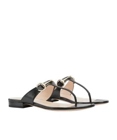 Gucci Women Horsebit Thong Sandals In Black
