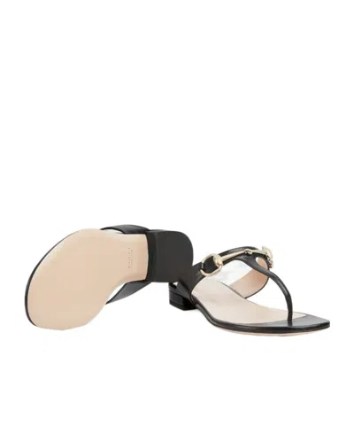 Gucci Women Horsebit Thong Sandals In Black