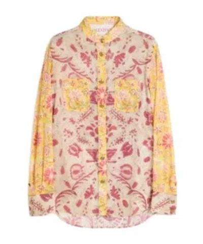 Valentino Crewneck Floral Pattern Collared Neck In Nude