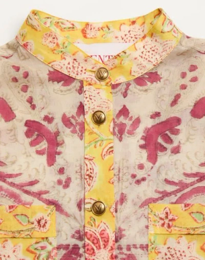 Valentino Crewneck Floral Pattern Collared Neck In Nude