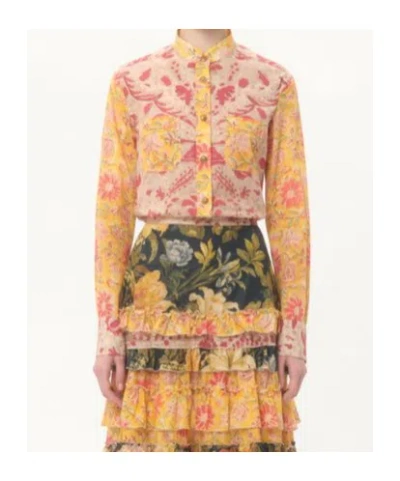 Valentino Crewneck Floral Pattern Collared Neck In Nude