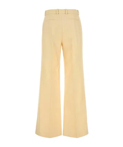 Chloé Chloe Women Cream Canvas Wide-leg Pant In Yellow