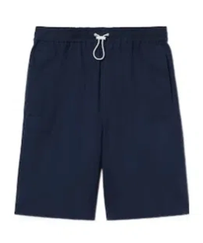 Gucci Men Navy Blue Poplin Bermuda Shorts In Multi