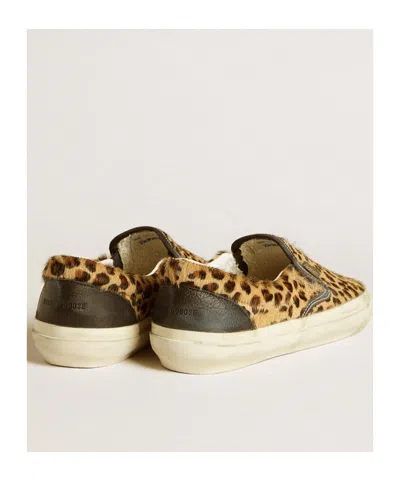 Golden Goose Brown Low Top Sneakers With Embossed Logo On The Heel And All-over Leopard Motif In Leather Woman