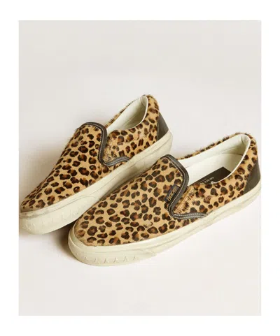 Golden Goose Brown Low Top Sneakers With Embossed Logo On The Heel And All-over Leopard Motif In Leather Woman
