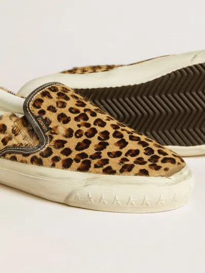 Golden Goose Brown Low Top Sneakers With Embossed Logo On The Heel And All-over Leopard Motif In Leather Woman