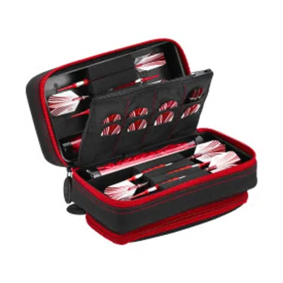 Casemaster Plazma Pro Dart Case With Zipper & Phone Pocket Black & Ruby - 6 Darts