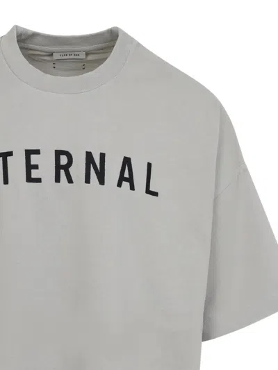 Fear Of God Grey T-shirt With Eternal Print On The Front And Logo Patch On The Back In Gray