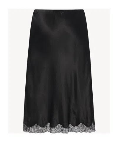 The Row Indira Silk Blend Midi Skirt In Black