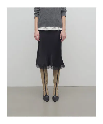 The Row Indira Silk Blend Midi Skirt In Black