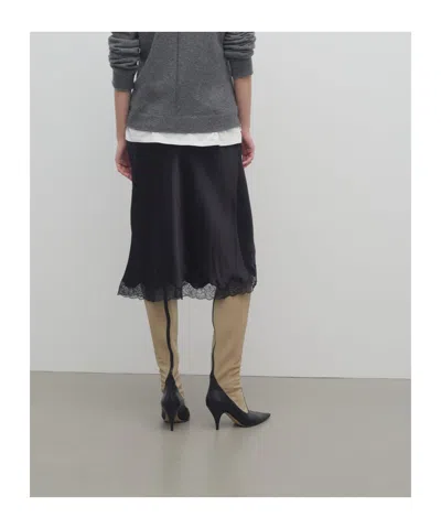 The Row Indira Silk Blend Midi Skirt In Black