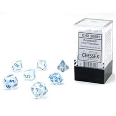 Chessex Cube Mini Borealis Luminary Dice, Light Blue - Set Of 7