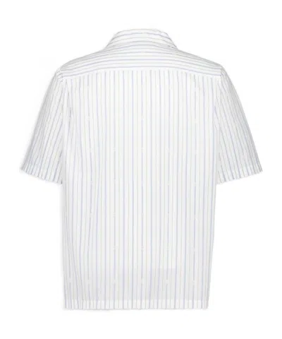 Alexander Mcqueen Short-sleeve Striped Shirt With Camp Collar In White