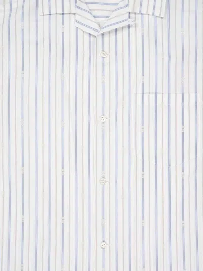 Alexander Mcqueen Short-sleeve Striped Shirt With Camp Collar In White