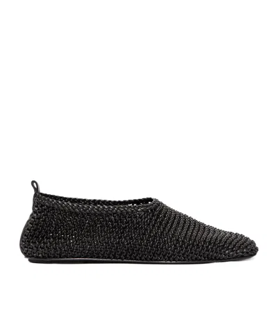 Totême Toteme Woven Leather Ballerina Flat In Black