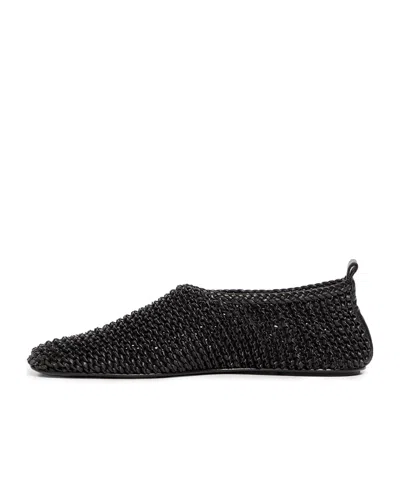 Totême Toteme Woven Leather Ballerina Flat In Black