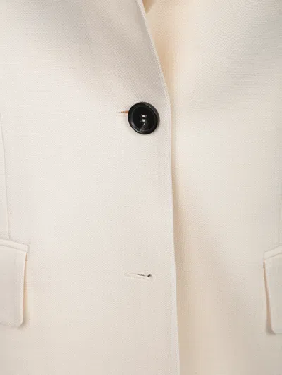 Msgm Single-breasted White Crepe Jacket In White
